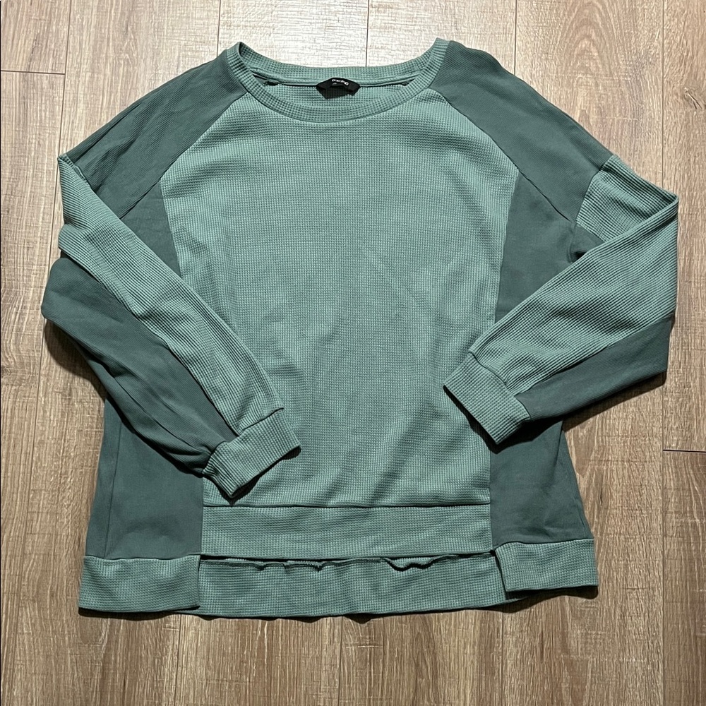 Women's Dokoroo Green Monochromatic Waffle Long Sleeve Top XL